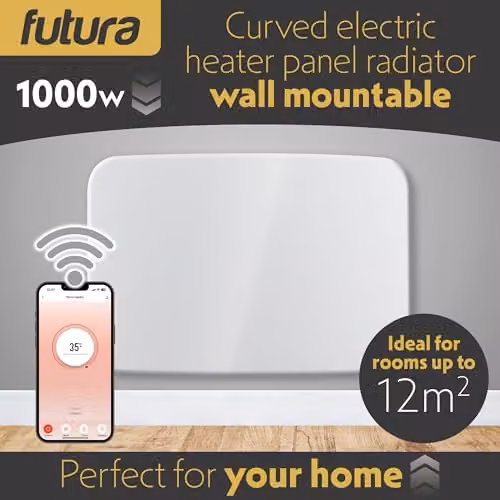 Futura 1000W WiFi Smart Electric Radiator, White Wall Mounted Designer Panel Heater with App Control – 2