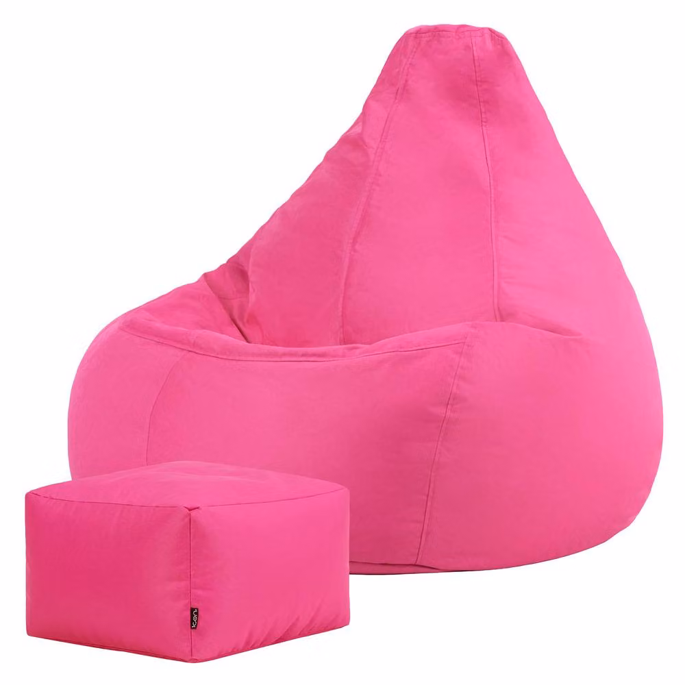 icon Gaming Recliner Indoor and Outdoor Bean Bag with Footstool in Pink – 3