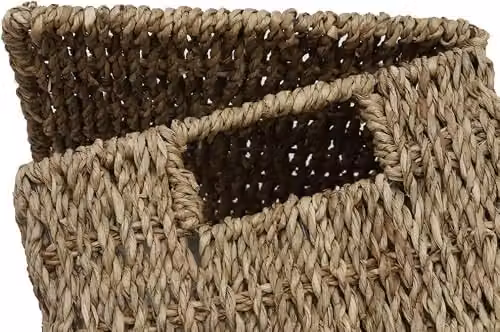MantraRaj Set of 4 Brown Rectangular Lidded Seagrass Storage Baskets – 3