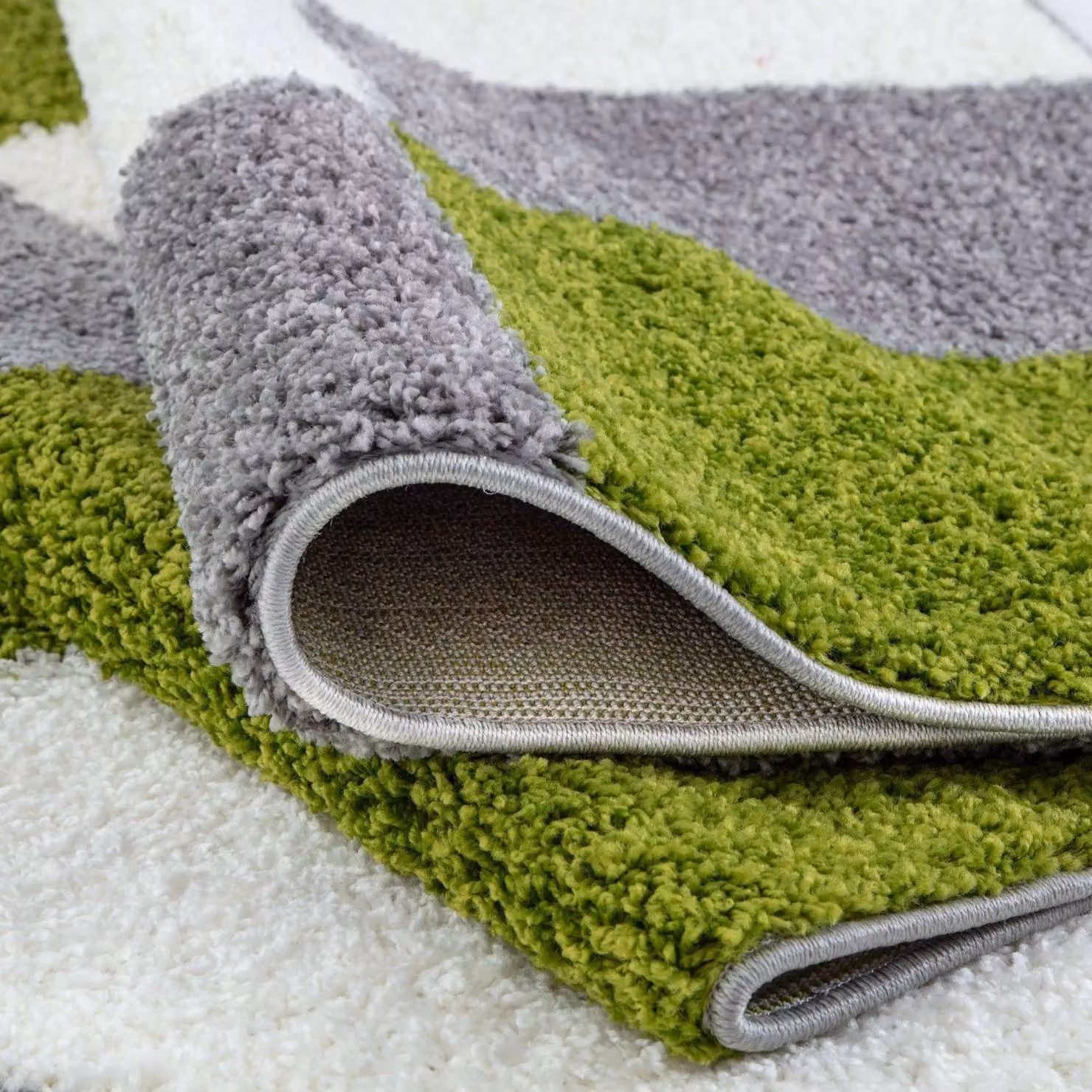 THE RUGS Soft Check High Pile Shaggy Rug, Green, W: 80 cm, L: 150 cm – 3