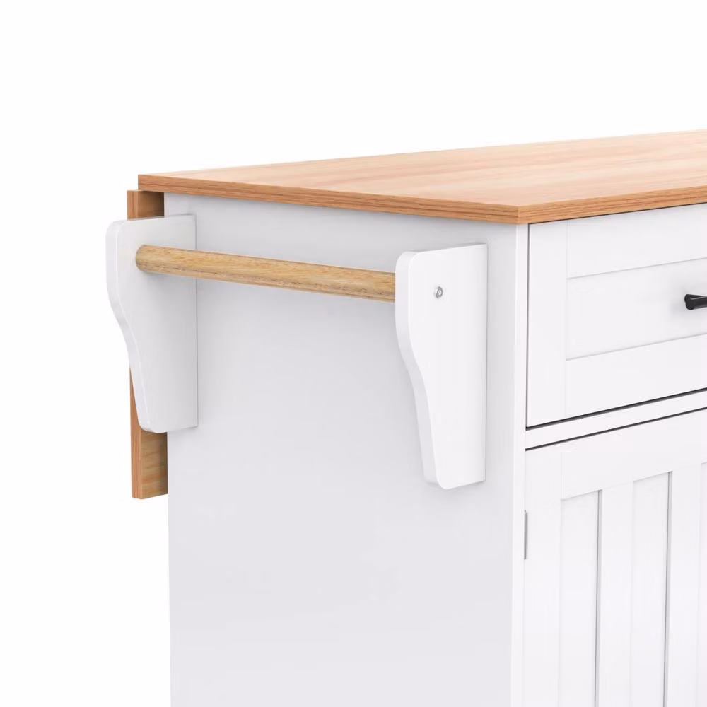 Rolipo Rolling Kitchen Island Cart with Drop Leaf and Storage, White – 3