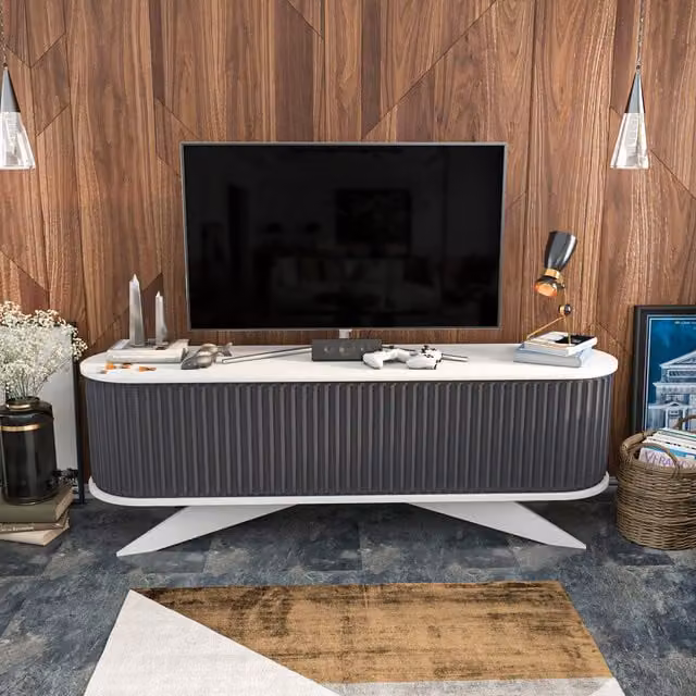 Decorotika Modern Anthracite MDF TV Unit for TVs up to 81 inch
