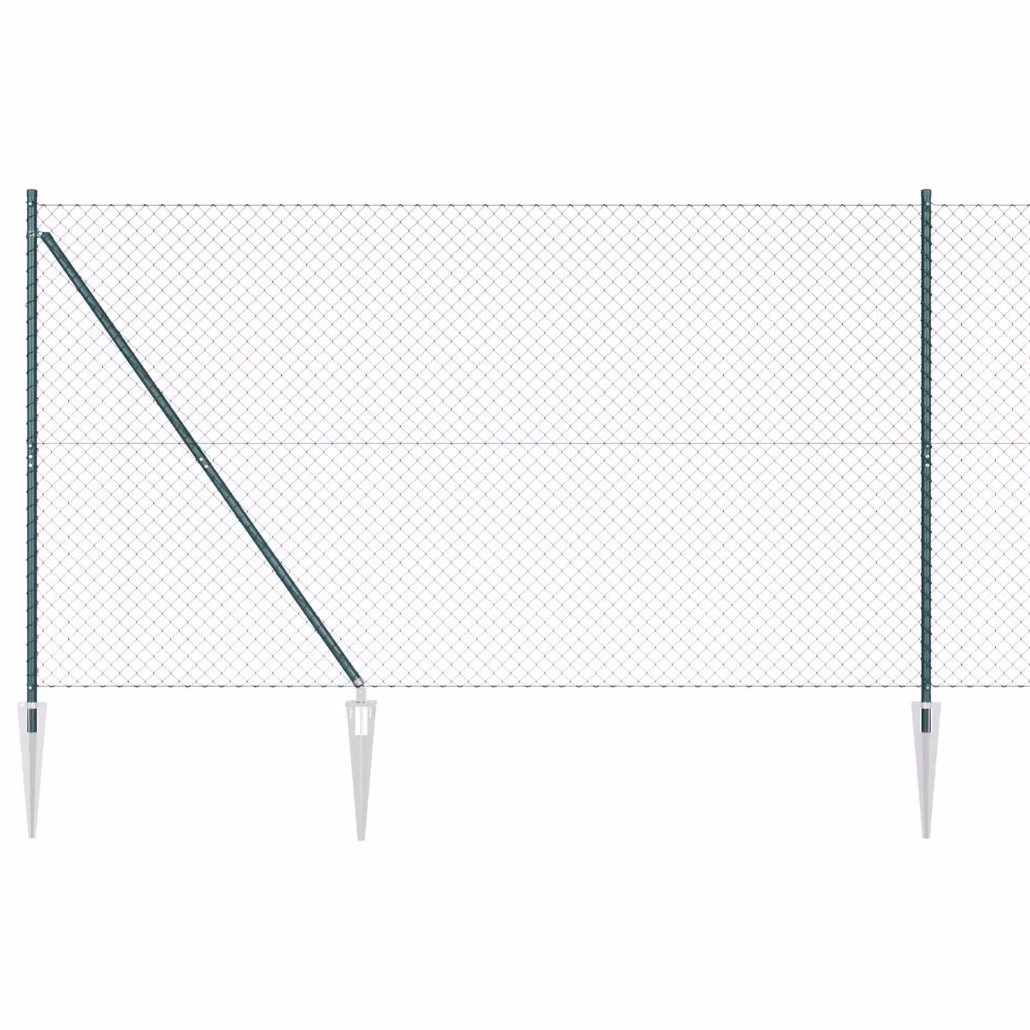 Berkfield Home Green Galvanised Steel Chain Link Fence with 13 Spike Posts, 1.6 x 25 m – 1