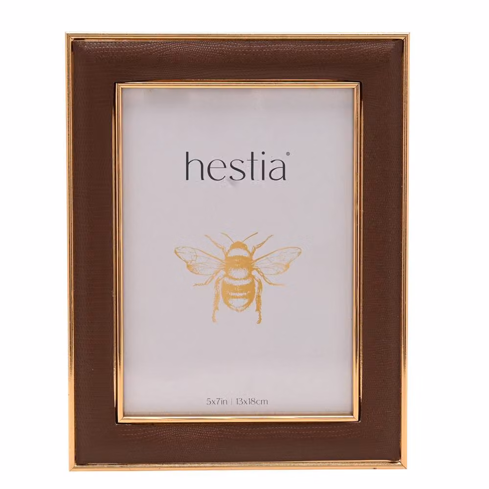 Hestia Gold and Brown Rectangular Single Tabletop Photo Frame, W: 13 cm, H: 18 cm – 2