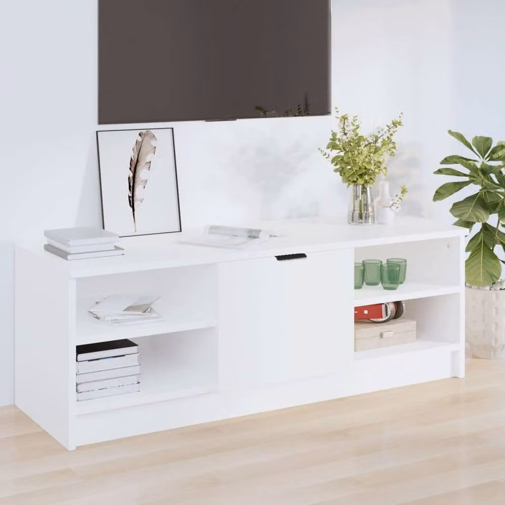 Berkfield Home White TV Cabinet in MDF, W: 102 cm, D: 35.5 cm, H: 36.5 cm – 1