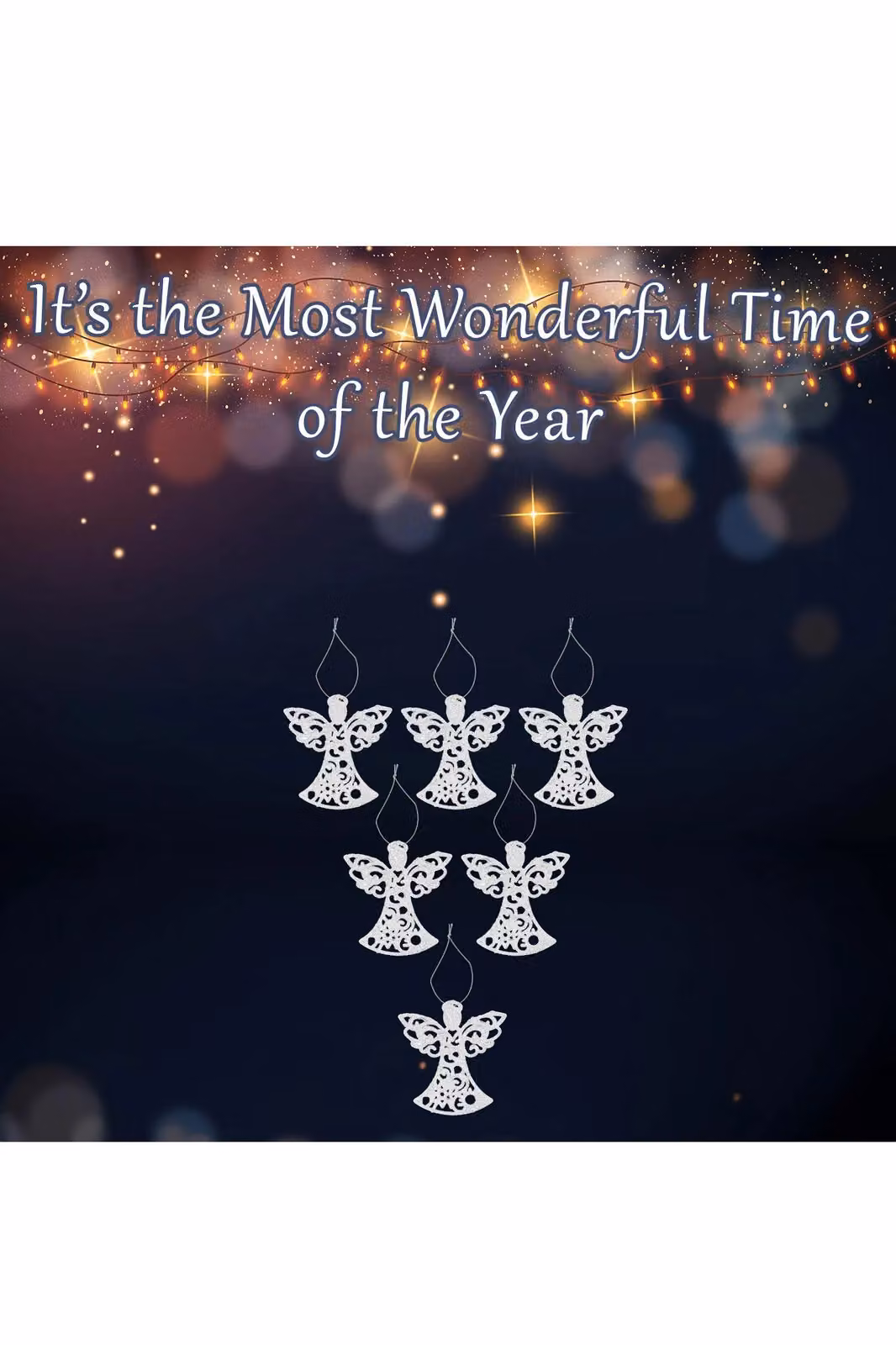 VFM e-Store Silver Glitter Hanging Angel Christmas Tree Ornaments, Pack of 6, H 17.5 x W 10 x D 1.5 cm – 2