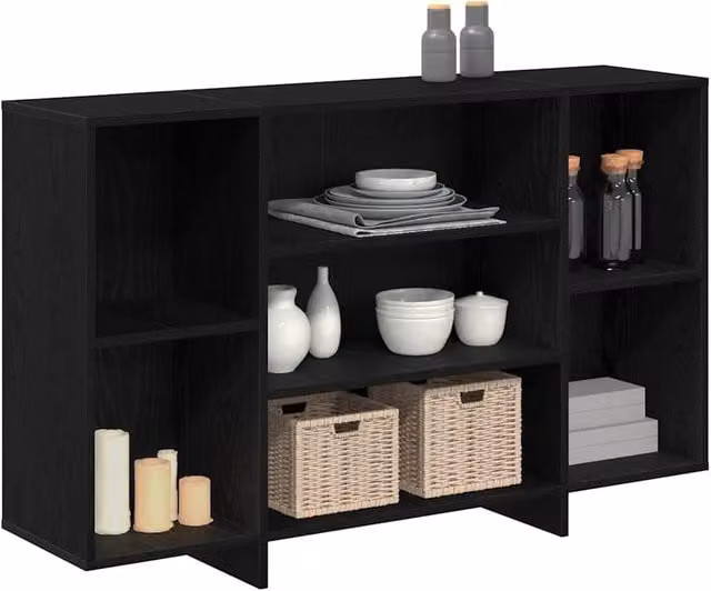 Berkfield Home Modern Sideboard with Shelf in Black Oak, W/D/H: 120 x 30 x 75 cm
