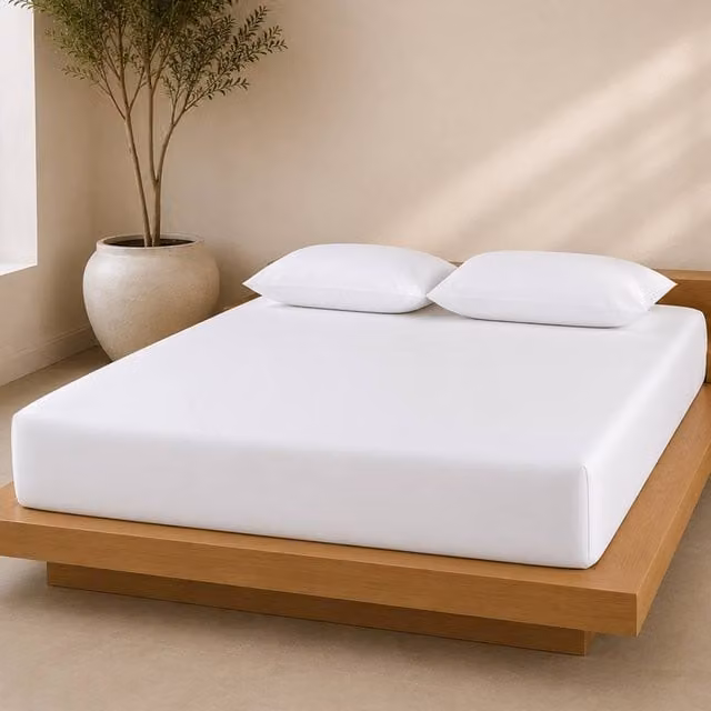 Pamposh 1000TC Egyptian Cotton Mako Sateen Fitted Sheet, White, W: 90 cm, D: 200 cm, H: 35 cm