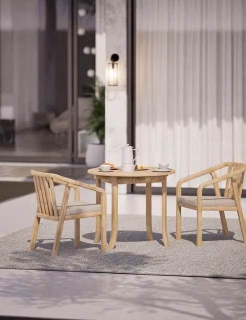 Royalcraft Maris 2-Seater Round Bistro Set in Natural Acacia Wood