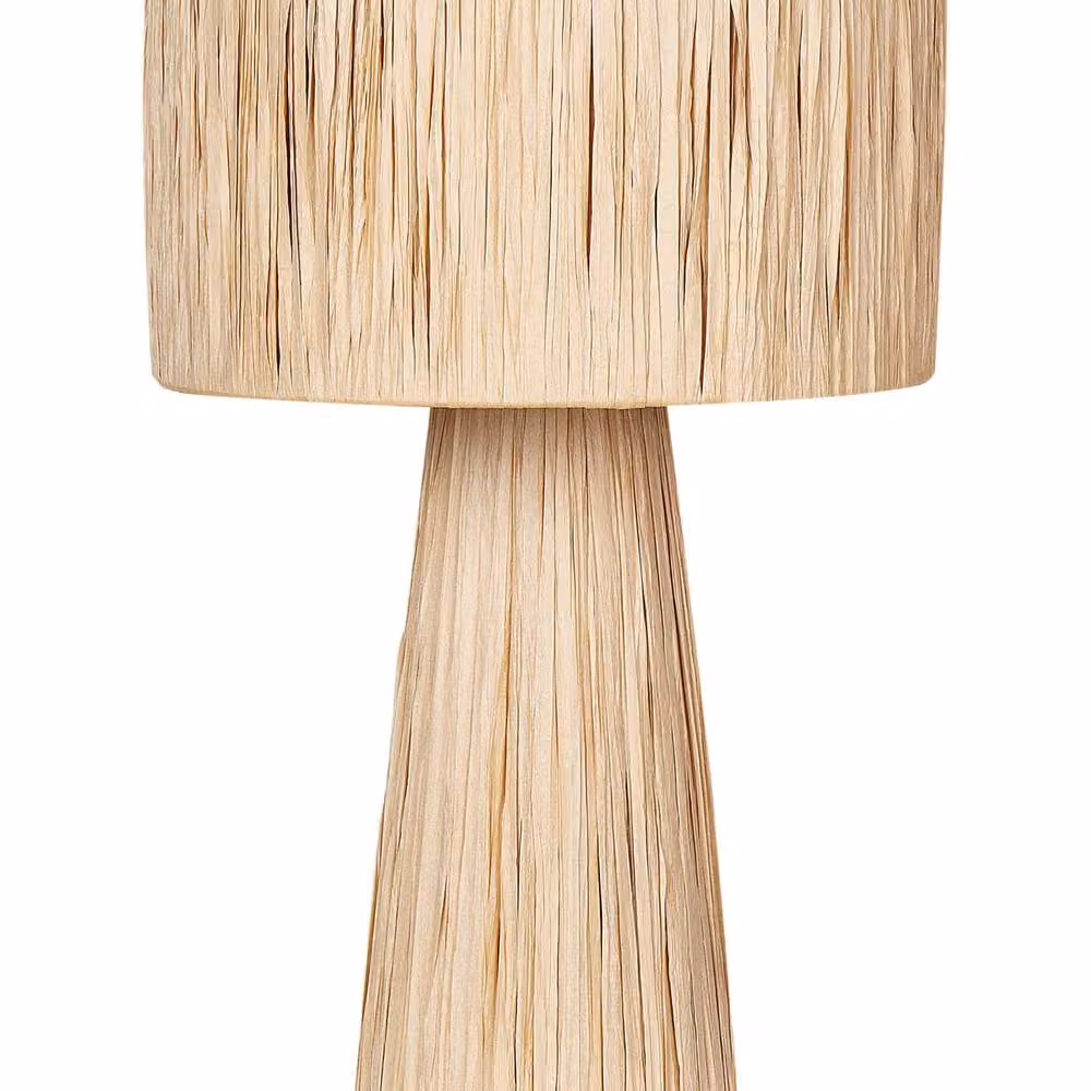 Wyld and Coco Boho Table Lamp with Natural Palm Leaf and Raffia Shade in Beige and Wood – 2