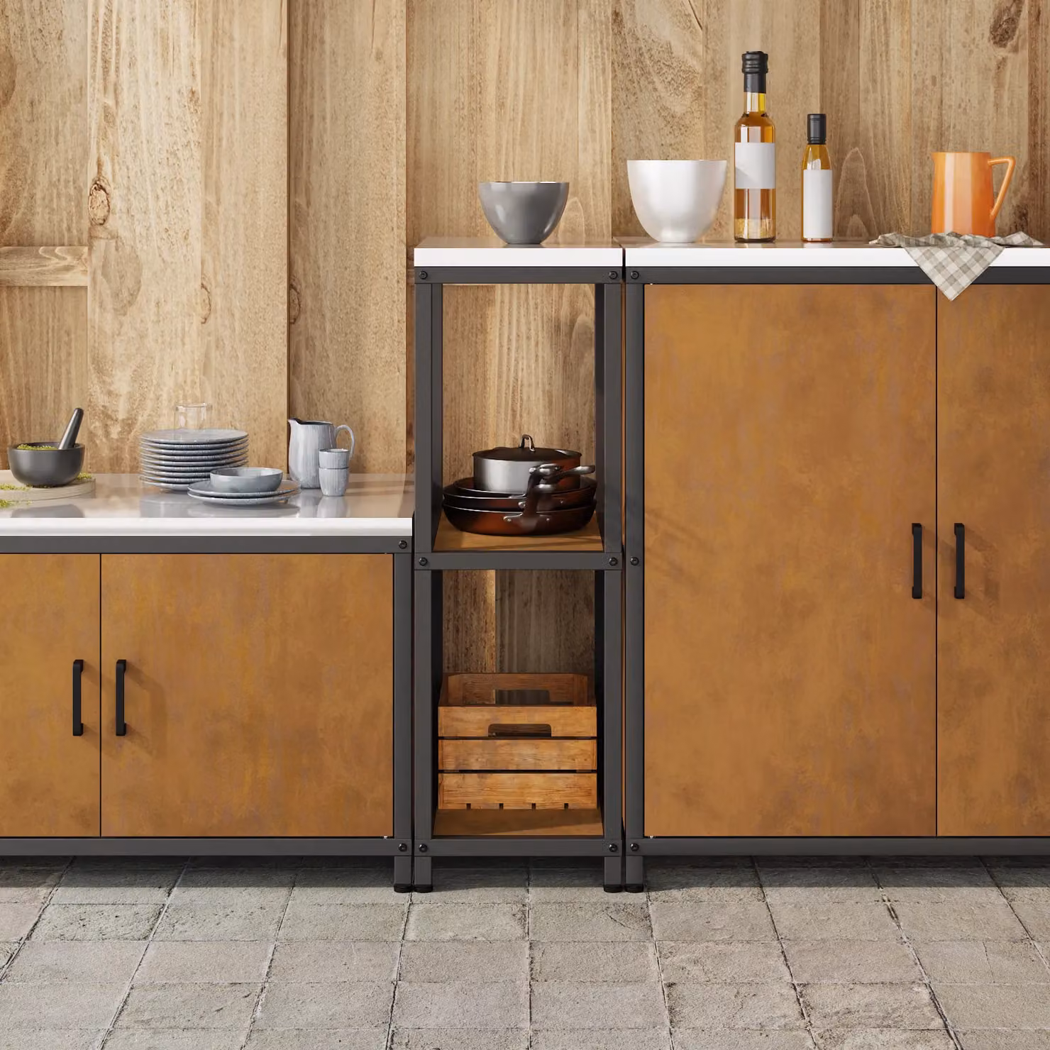 Berkfield Home Kitchen Storage Shelf in Brown Rusty Weathering Steel – 2