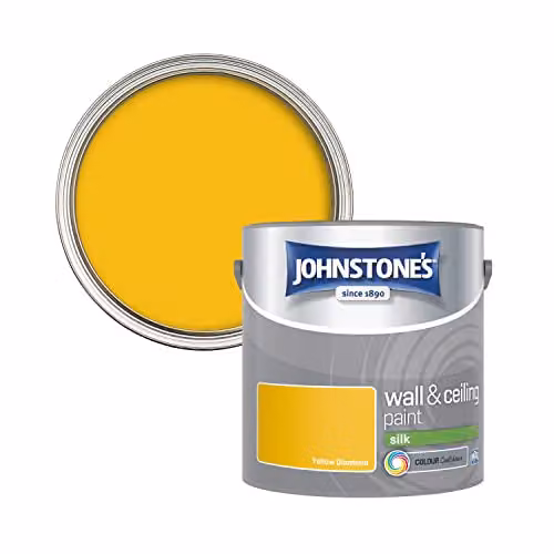 Johnstone's Silk Emulsion Water Based Wall and Ceiling Paint in Yellow, 2.5l – 2