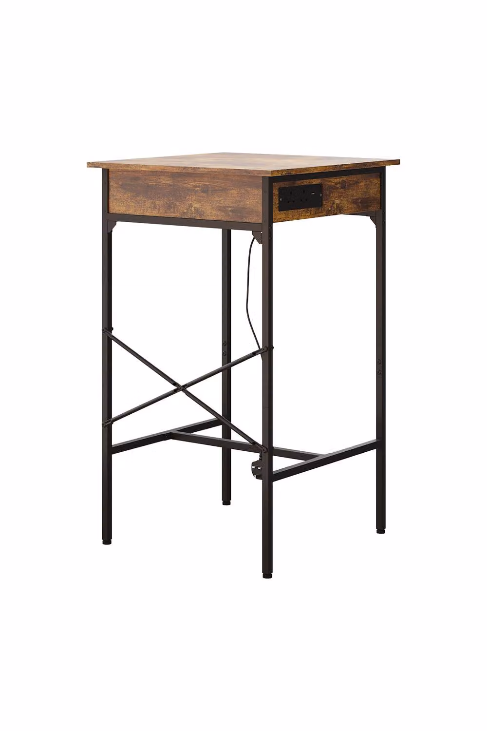 Living and Home Modern Square Tall Wood Table in Brown – 5