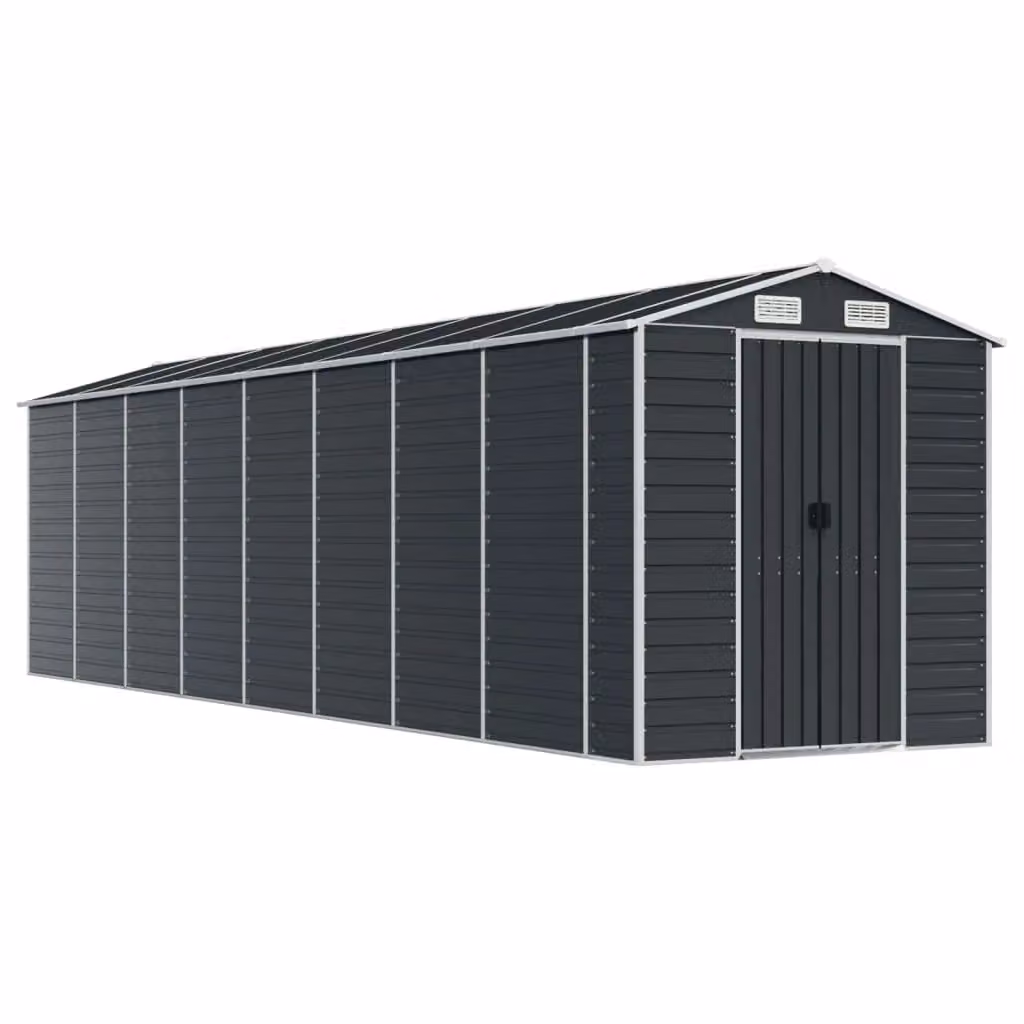 Berkfield Home Pent Garden Shed in Anthracite and Black Galvanised Steel, W/D/H: 725 x 191 x 198 cm – 2