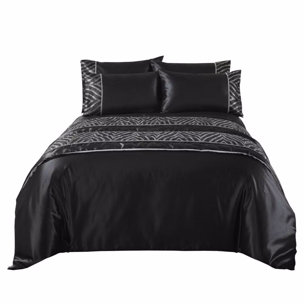 Snug City Shimmer Duvet Cover and Pillowcase Set in Black – 2