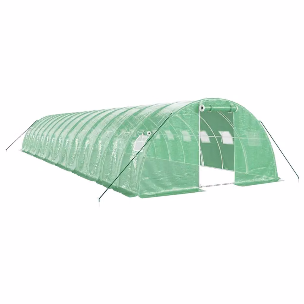 Berkfield Home Freestanding Greenhouse with Steel Frame and Plastic Windows, Green, W/D/H: 14 x 4 x 2 m – 2