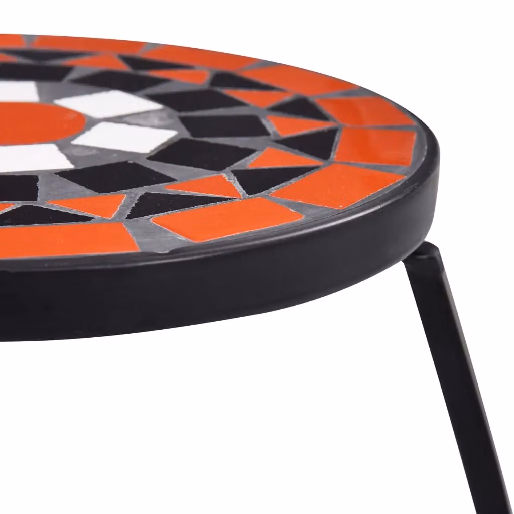 Berkfield Home Mosaic Nesting Tables, 3 Piece Set in Brown, White and Multicolour Ceramic with Powder Coated Steel Frames – 3