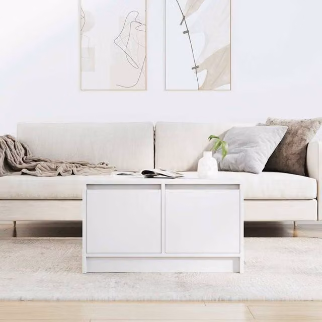 Berkfield Home Decorative Coffee Table with Drawers, White, W: 70.5 cm, D: 70 cm, H: 40 cm