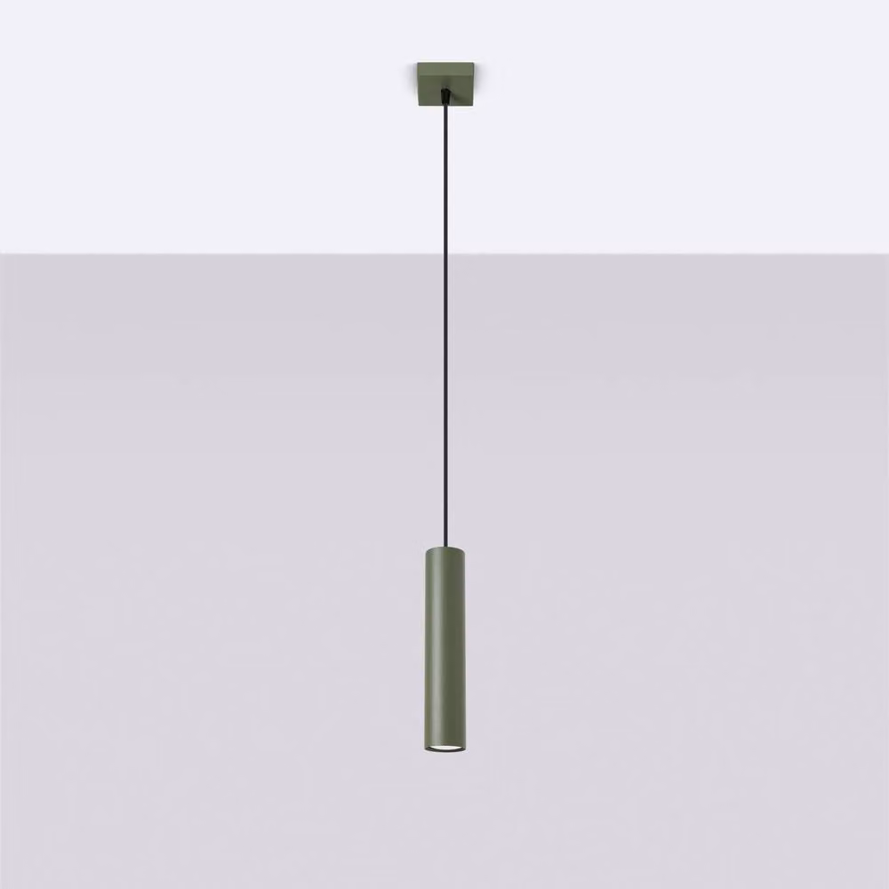 Sollux Lighting Lagos 1 Cylinder Pendant Lamp, Green, H 118.03 x W 8 x D 8 cm – 2