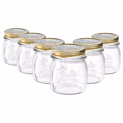 Bormioli Rocco Quattro Stagioni Glass Storage Jars with Screw Top Lids, 250ml, Pack of 6, Transparent – 1