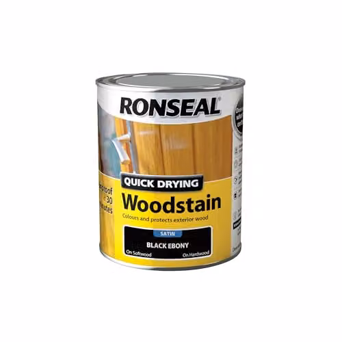 Ronseal Quick Dry Woodstain Satin Finish in Black, 0.75 l – 3