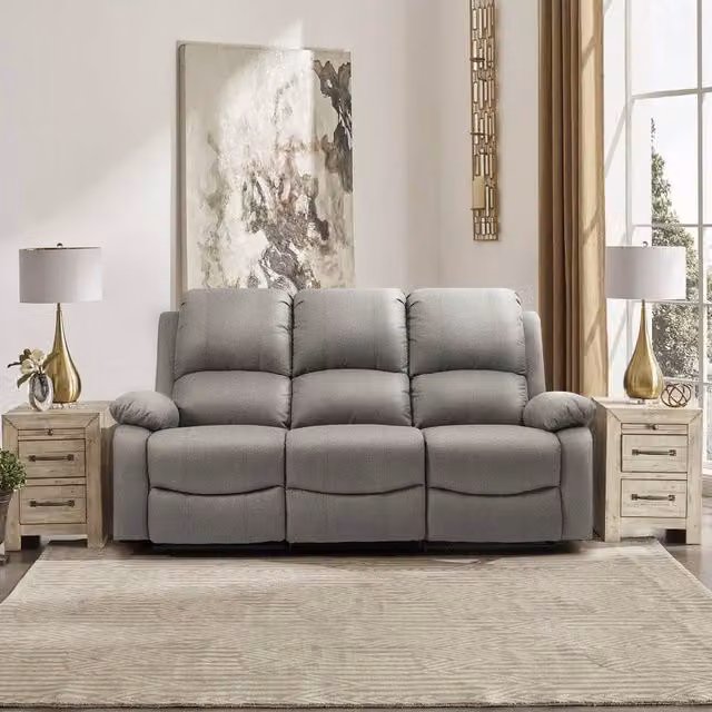 Comfy Living Ltd Luxury Fabric Reclining 3 Seater Sofa in Grey – 1