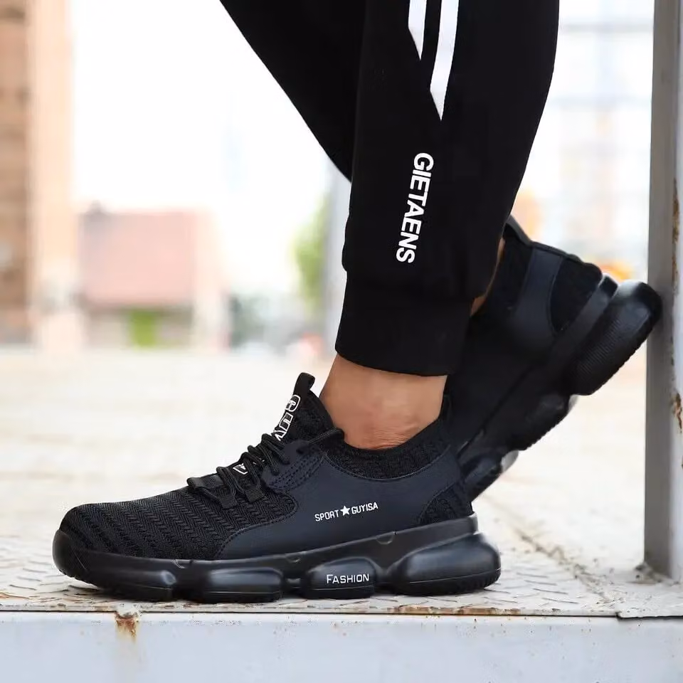Safety Brands Mens S1P Safety Trainers with Steel Toe Cap, Lightweight and Water Resistant, Black, Size 8 – 5