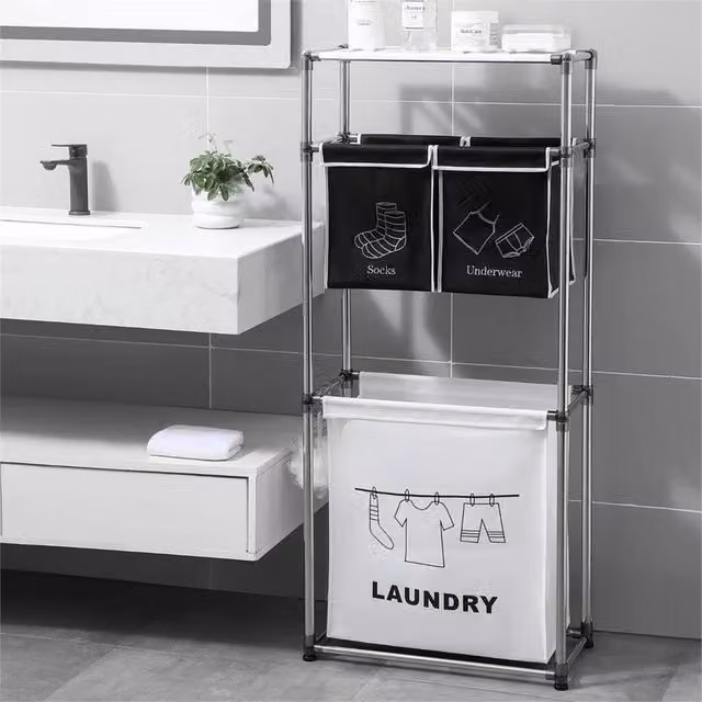 Nordara Multicolour and Black Laundry Sorter Basket with Removable Bag, W: 100 cm, D: 15 cm – 1
