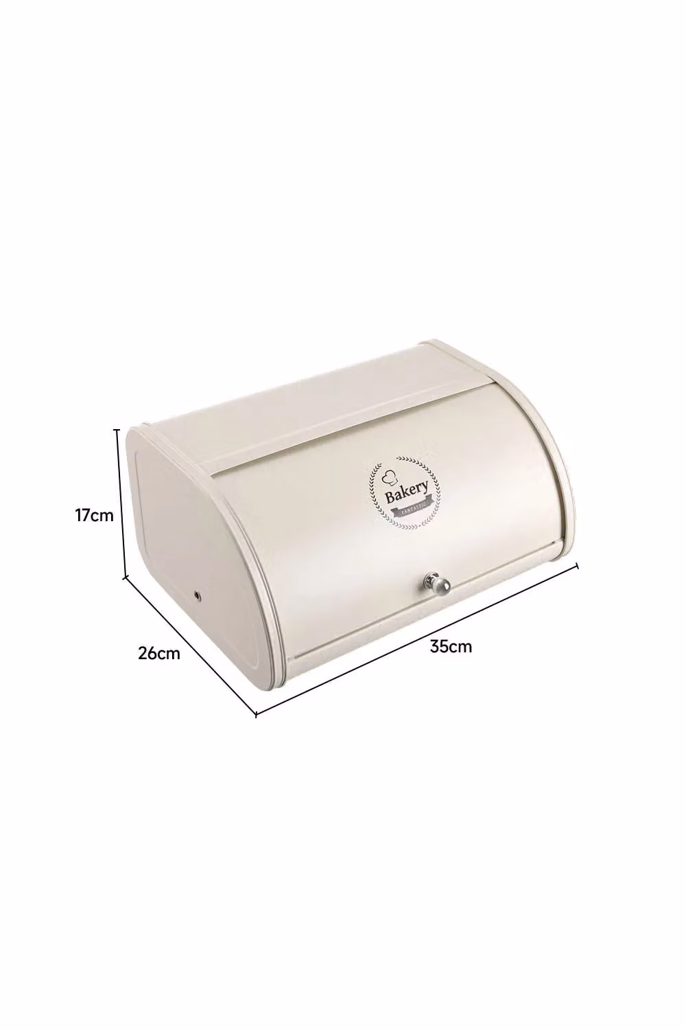 Living and Home Metal Roll Top Bread Container Storage Box for Kitchen Countertop, White – 4