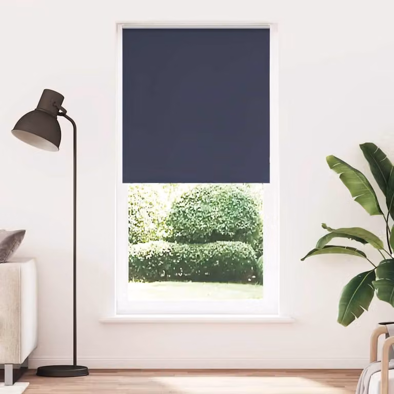 Berkfield Home Blue Polyester Blackout Roller Blind, W: 100 cm, H: 230 cm