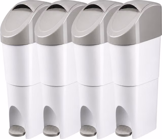 Pro-Kleen Set of 4 Hygienic Sanitary Waste Bins with Foot Pedal, Grey