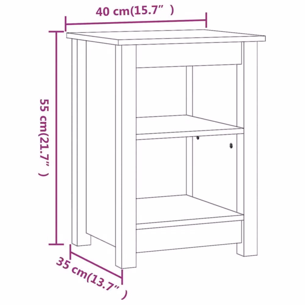 Berkfield Home Set of 2 Grey Solid Wood Pine Bedside Cabinets, W/D/H: 40 x 35 x 55 cm – 5