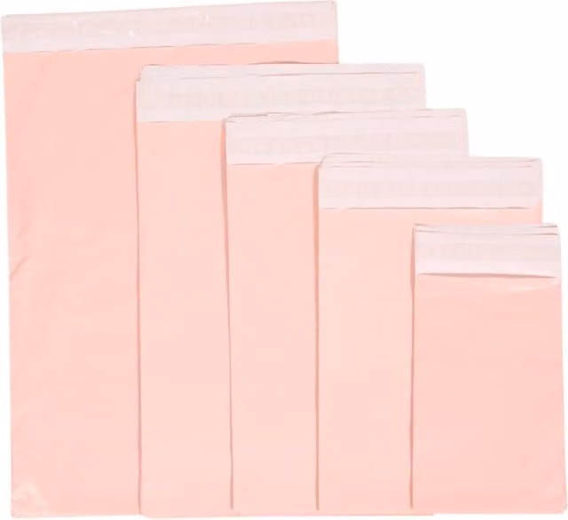 Art Studio Self-Adhesive Plastic Parcel Bags, Pink, Pack of 50