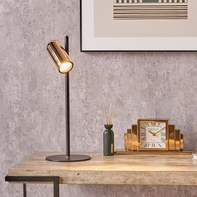 Pacific Lifestyle Modern Metal LED Table Lamp in Black and Gold/Brass
