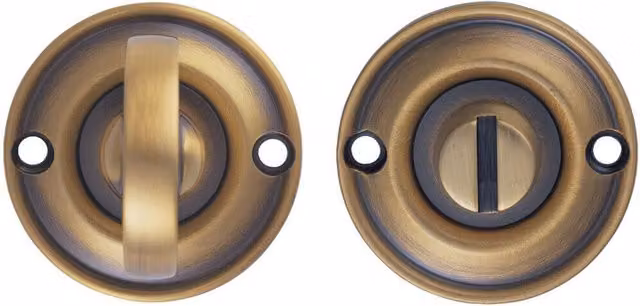 Loops Small Bathroom Thumbturn Lock and Release Handle in Antique Bronze with 67mm Spindle – 2