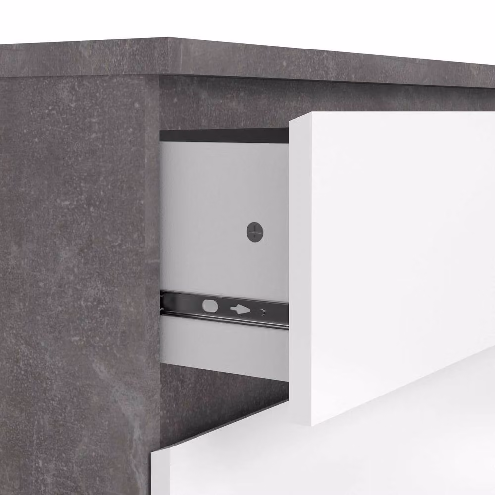 Wyld Haus Budapest 3 Drawer Chest in Grey Concrete Effect and White – 4
