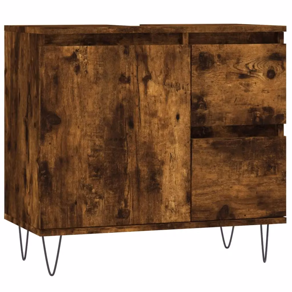 Berkfield Home Bathroom Cabinet in Smoked Oak Brown, W/D/H: 65 x 33 x 60 cm – 2