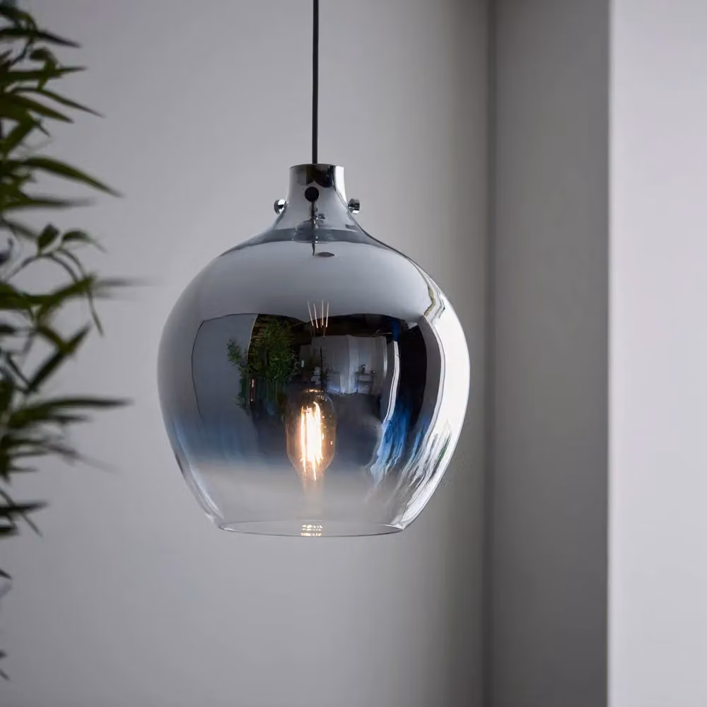 Loops Chrome and Transparent Glass Pendant Light with Adjustable Height – 2