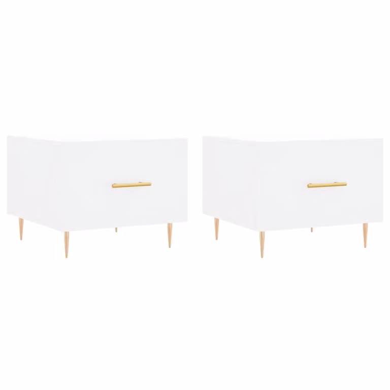 Berkfield Home Set of 2 White Square Coffee Tables, W/D/H: 50 x 50 x 40 cm