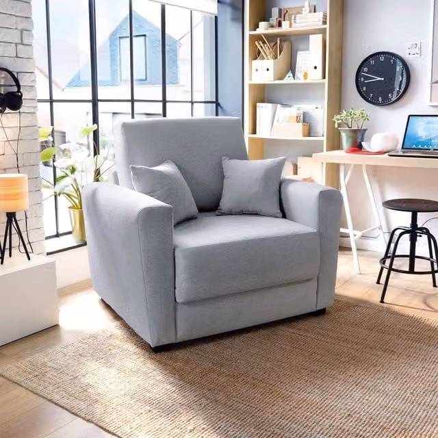Abakus Direct Olly Single Sofa Bed in Light Grey Velvet Fabric – 1
