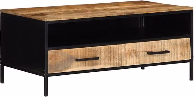 Berkfield Home Modern Rectangular Coffee Table in Brown Solid Mango Wood W/D/H: 90 x 50 x 40 cm