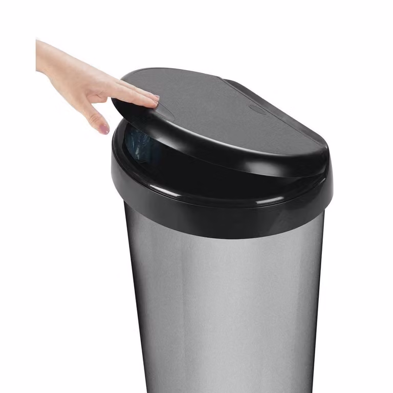 Hinsinc 42L Touch Top Stainless Steel Kitchen Waste Bin in Black