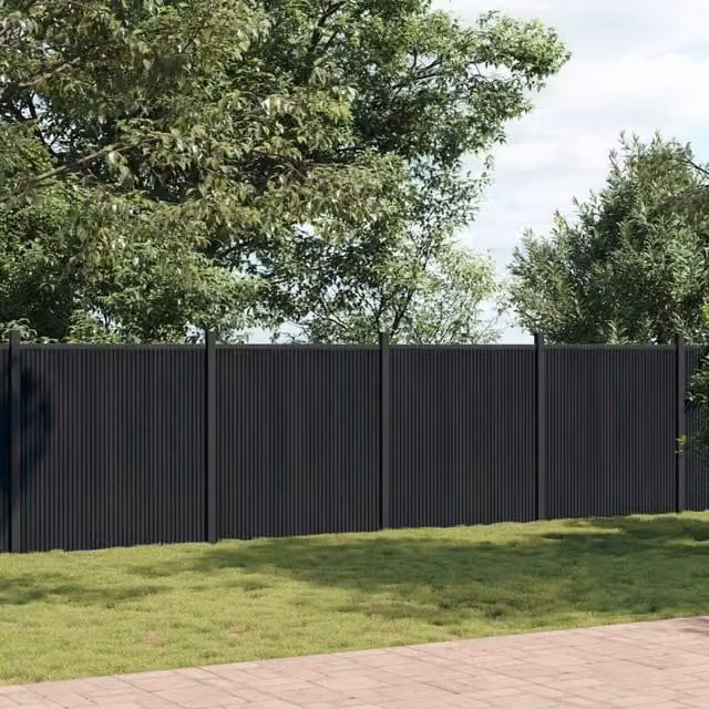 Berkfield Home Durable WPC and Aluminium Fence Panel, Grey, W: 699 cm, H: 186 cm