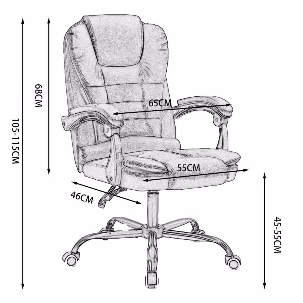ERGOVEXA Brown Faux Leather Adjustable Task Chair with Headrest and Armrests – 2