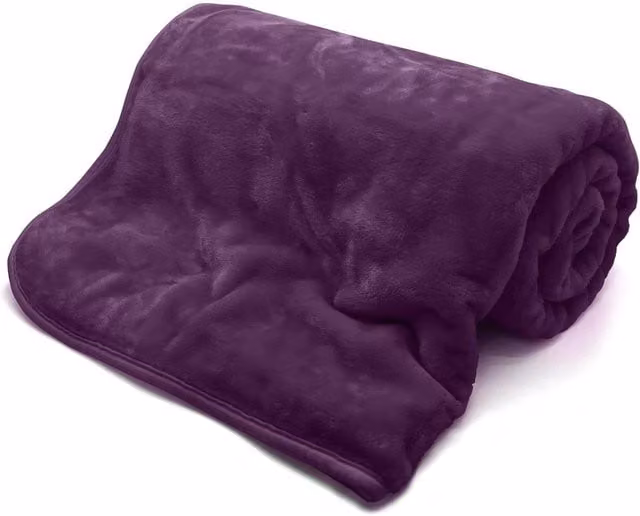 HomeSpace Direct Fluffy Microfibre Mink Blanket in Purple, 240 cm