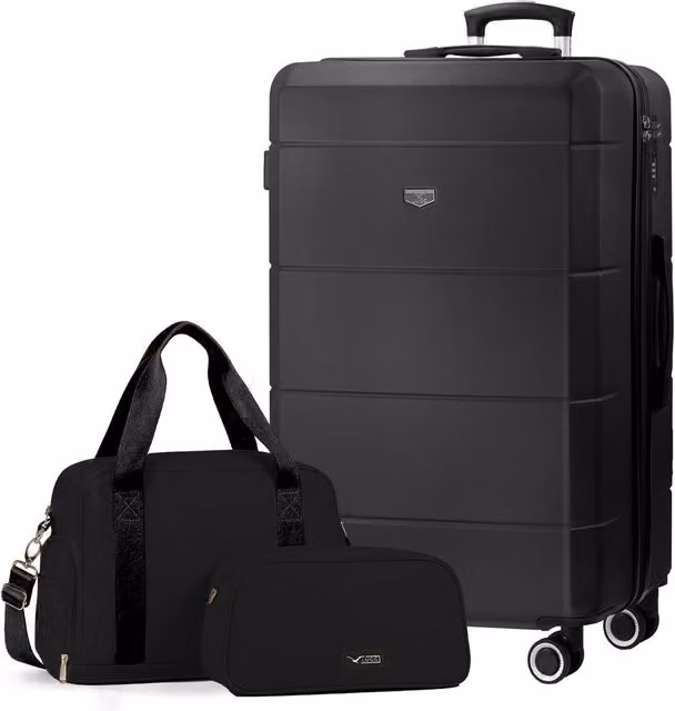 Lugg Jetset 3-Piece Travel Set including 32 inch Suitcase, Duffel Bag and Toiletry Bag in Black
