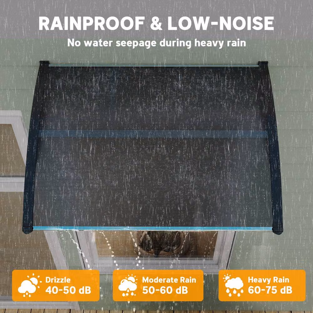 Rolipo Outsunny Front Door Canopy Awning in Black, W: 100 cm, D: 75 cm – 6