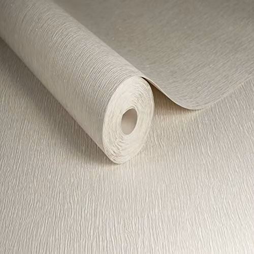 Graham & Brown Plain Ivory and Beige Textured Paper Wallpaper – 3