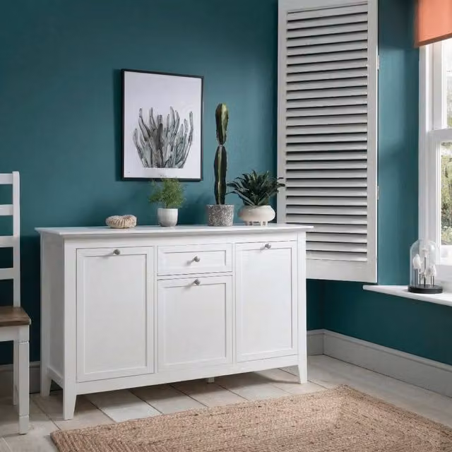 Noa and Nani Modern White Pine Wood Sideboard for Hallway and Living Room