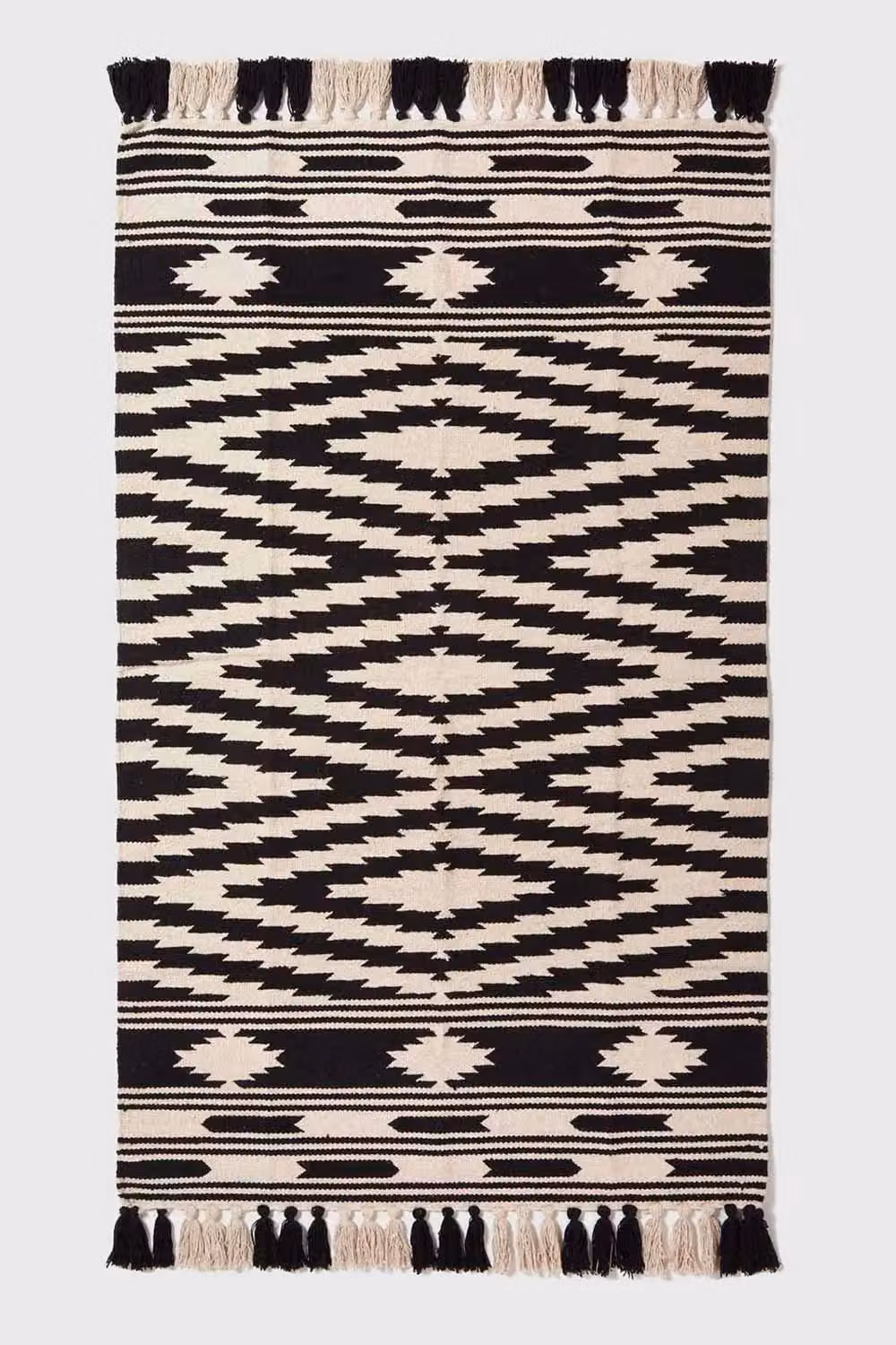 Homescapes Dinan Black & White Cotton Kilim Rug, W 90 cm x L 150 cm – 2